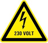 Waarschuwingsbord elektrische spanning 230 volt - kunststof 100 mm