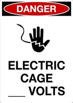 Sticker 'Danger: Electric cage ... Volts' 148 x 210 mm (A5)
