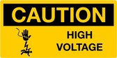 Caution sticker High voltage, liggend 300 x 150 mm
