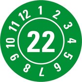 Keuringssticker met jaartal 22 per boekje, groen 25 mm - 105 per boekje