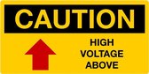 Sticker 'Caution: High voltage above', 150 x 75 mm