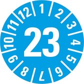 Keuringssticker met jaartal 23 per boekje, blauw 15 mm - 420 per boekje