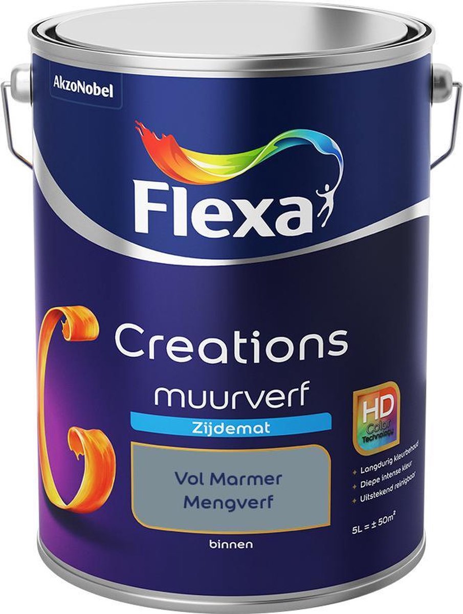 Flexa Creations - Muurverf Zijde Mat - Mengkleuren Collectie - Vol Marmer - 5 liter