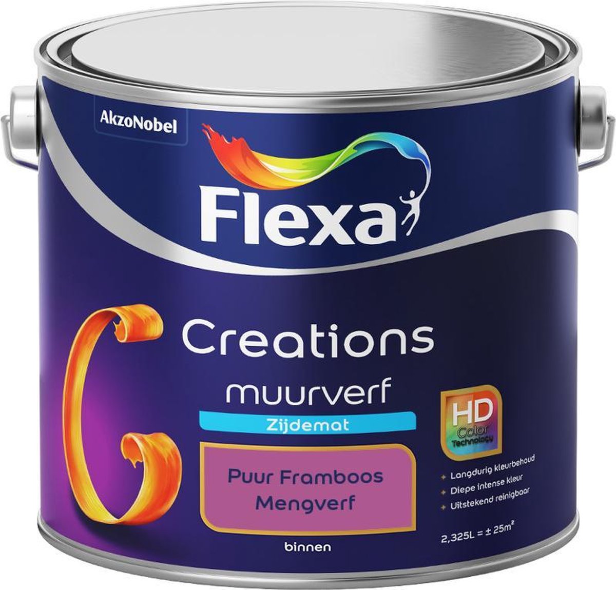 Flexa Creations - Muurverf Zijde Mat - Mengkleuren Collectie - Puur Framboos - 2,5 liter