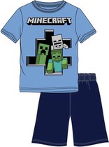 Minecraft pyjama korte mouw - lichtblauw - maat 104 / 4 jaar