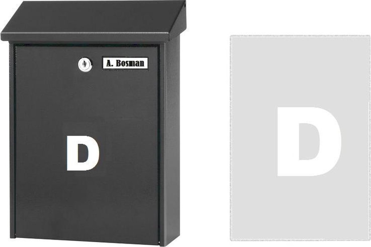 Huisnummer sticker D WIT (6cm hoog) / plakcijfer / cijfersticker