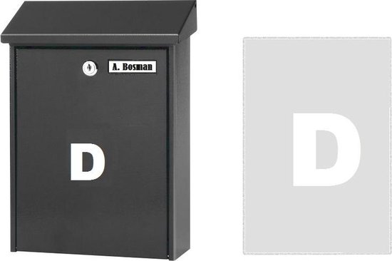 Huisnummer sticker D WIT (6cm hoog) / plakcijfer / cijfersticker