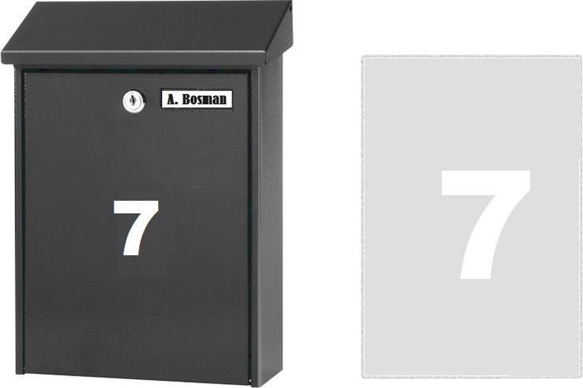 Huisnummer sticker 7 WIT (6cm hoog) / plakcijfer / cijfersticker