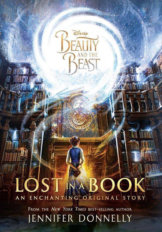 Boek "Beauty and the Beast: Lost in a Book" met Belle in een bibliotheek.