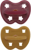 HEVEA speen 2 stuks | rond 3-36 mnd | 100% natuurrubber | Elves red + tumeric