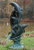 Tuinbeeld - bronzen beeld - Fontein dolfijnen - 211 cm hoog