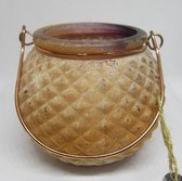 Vintage waxinelichthouder in bruin/goud 9 x 10 cm Ø glas