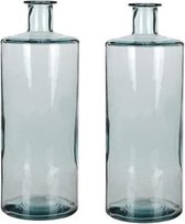 2x Fles vaas Guan 15 x 40 cm transparant gerecycled glas - Home Deco vazen - Woonaccessoires