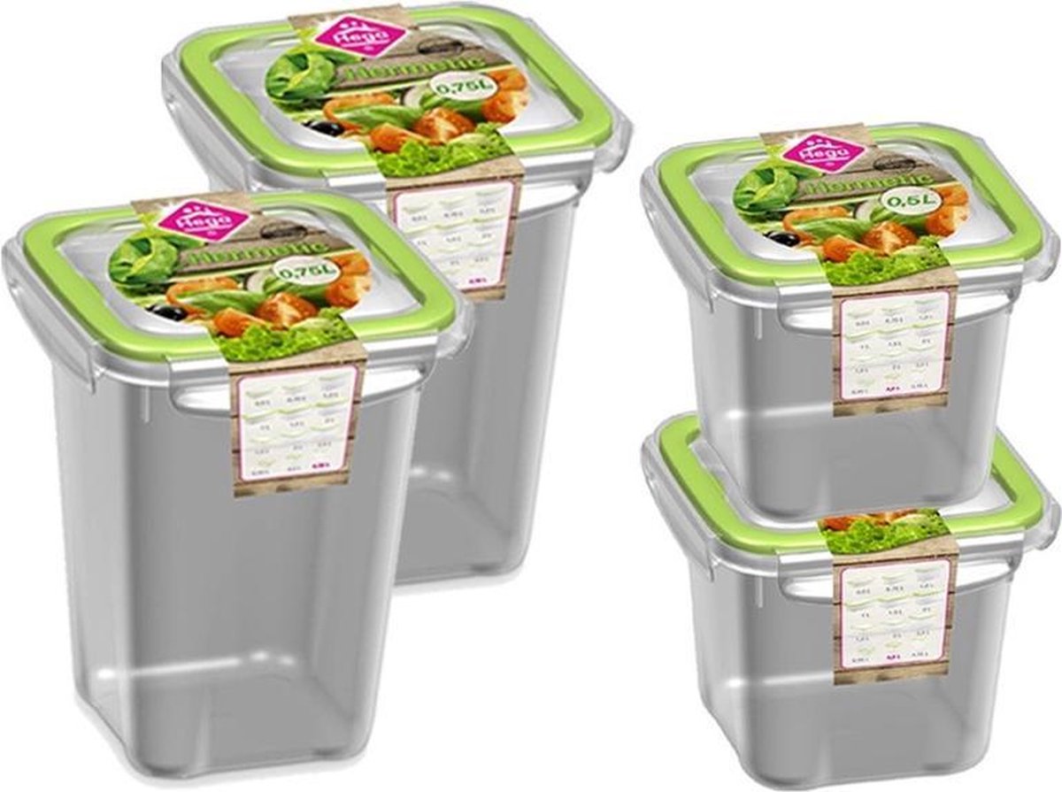 4x Contenants pour bouillon / nourriture 0,5 et 0,75 litre plastique ...
