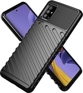 Carbon telefoonhoesje geschikt voor Samsung Galaxy A51 Hoesje Zwart - Shockproof