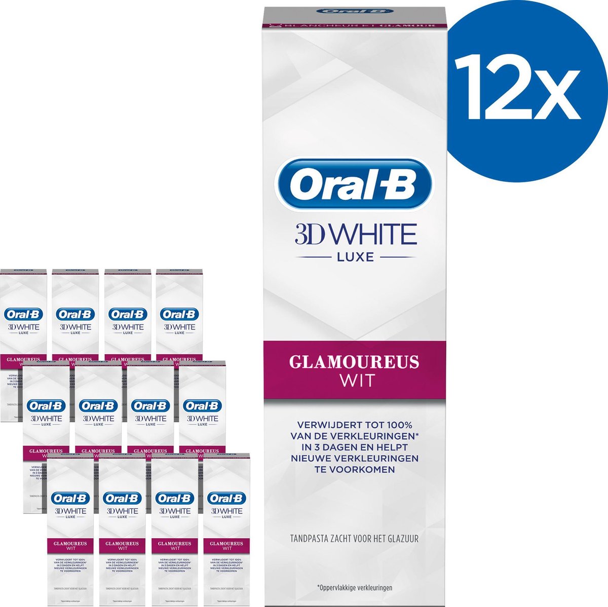 Oral-B 3D White Luxe Glans en Glamour - Voordeelverpakking 12x75 ml -  Tandpasta | bol.com
