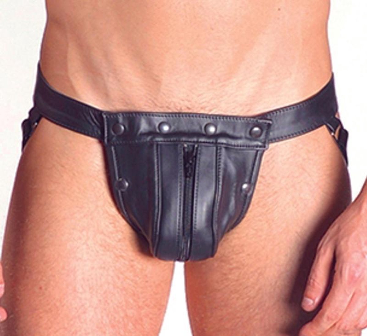 Mister b leather double pouch zipped cockring small