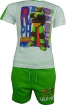 Teenage Mutant Ninja Turtles - 2-delige Shortama-set - Model "Raphael The Boss" - Groen & Wit - 98 cm - 3 jaar