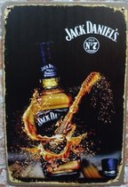 Wandbord, Jack Daniels Gitaar, Mancave, Wand Decoratie, Emaille, Reclame Bord, Tekst, Metalen bord, Grappig, 20 x 30 cm, Mannen Cadeau, Bar, Cafe, Cave & Garden