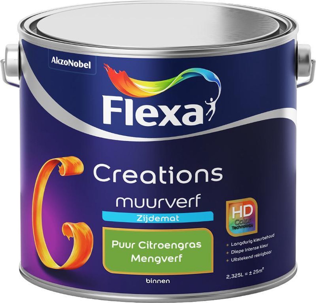 Flexa Creations - Muurverf Zijde Mat - Mengkleuren Collectie - Puur Citroengras - 2,5 liter