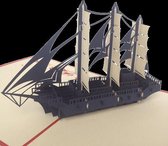 pop-up blauwe boot kaart met envelop   zeilschip  vaderdag pop-up kaart felicitatie pop-up kaart