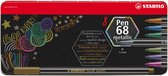 STABILO Pen 68 Metallic - Premium Metallic Viltstift - Metalen Etui Met 8 Kleuren