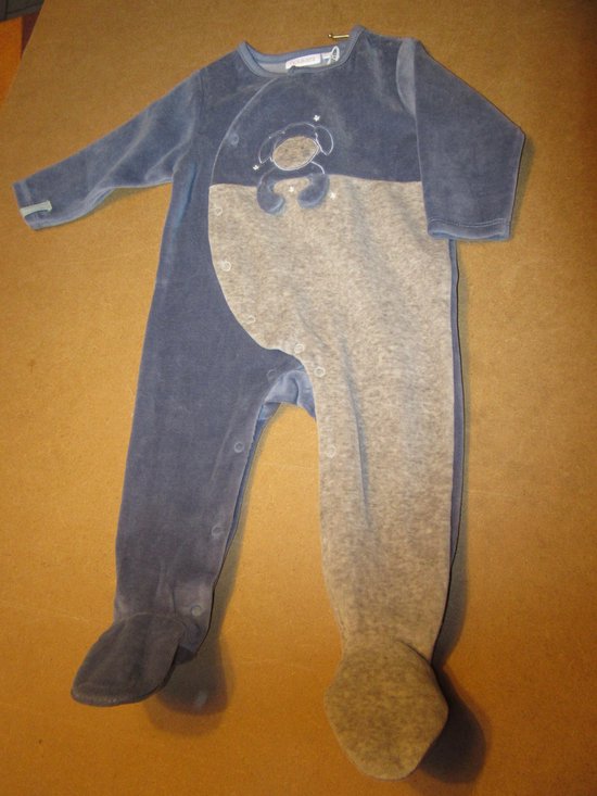 pyjama noukie's 6 mois 68cm garçon bleu avec gris