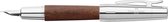 Faber-Castell vulpen - E-motion - chroom/ bruin perenhout - M - FC-148200