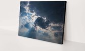 Zonnestraal door de wolken | 150 x 100 CM | Canvasdoek voor buiten | Schilderij | Outdoor | Tuindoek
