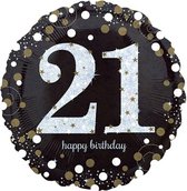 21 jaar folie helium ballon zwart - goud