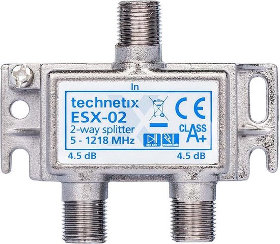 Technetix TN-ESX-02B Catv-splitter 3.8 Db / 5-1218 Mhz - 2 Uitgangen ...