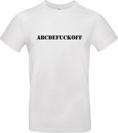 NicePrint - abcdefuckoff - Unisex shirt- Maat M - wit shirt - Fun shirt - grappig shirt - tekst shirt - 100% katoen