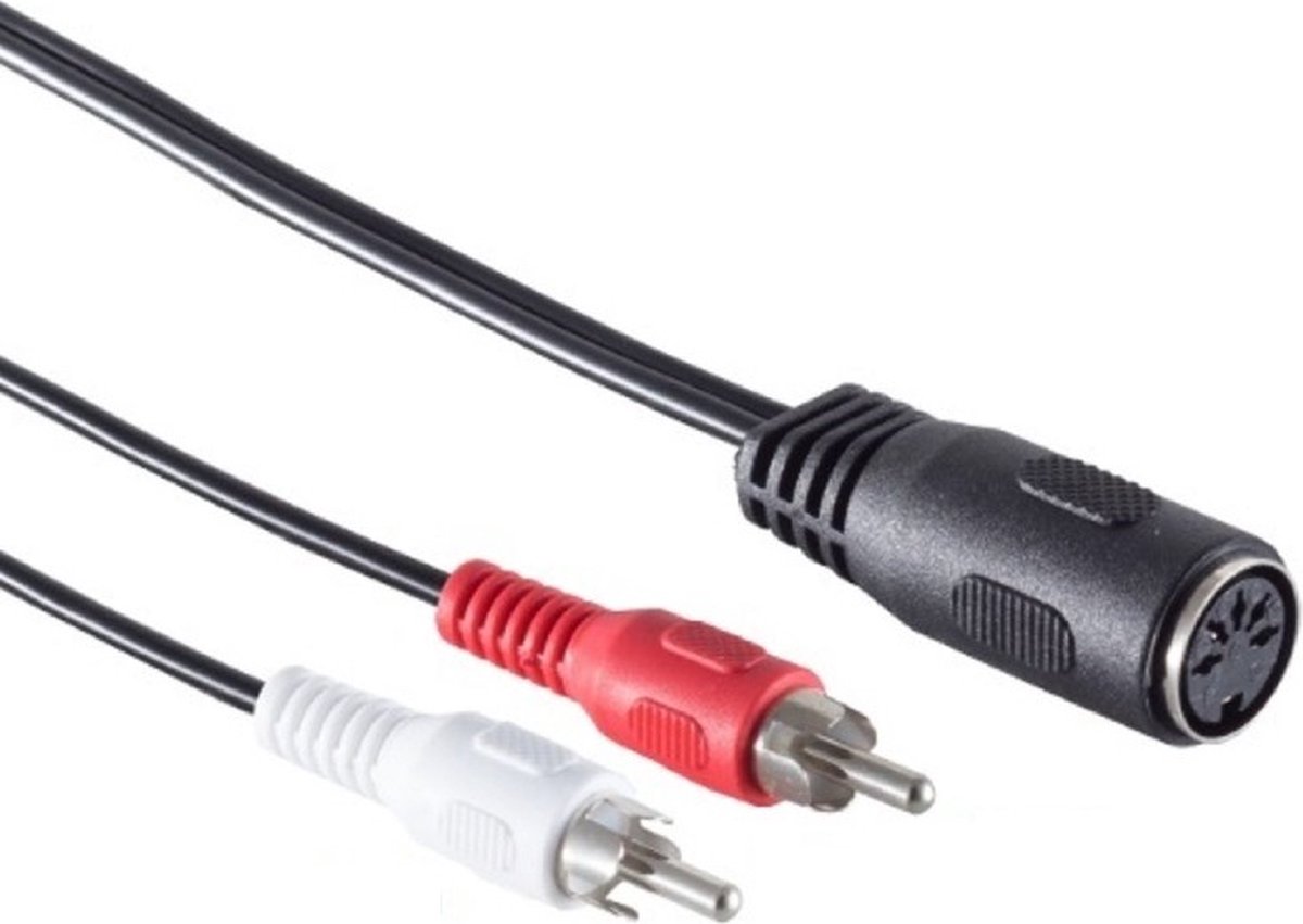 DIN 5-pins (v) - 2x Tulp mono RCA (m) audio adapter (recorder - versterker)  / zwart -... | bol.com