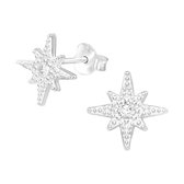 Joy|S - Zilveren ster oorbellen zirkonia star