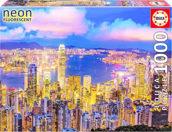 Legpuzzel - Hong Kong Skyline  NEON - 1000 stukjes - Educa Puzzel
