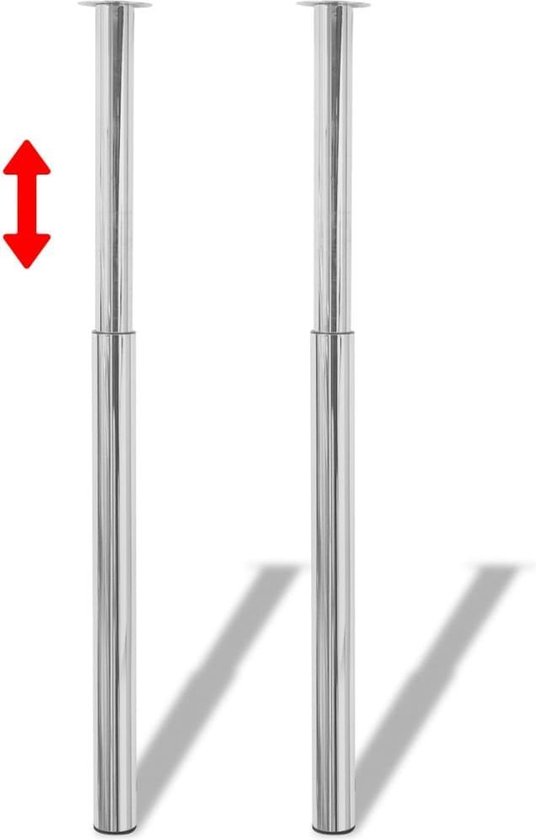 vidaXL Pieds de table - Télescopiques - 4 pcs - Pieds de table télescopiques Chrome - Pieds de table - Ensembles de tables - Pieds de table basse - Pieds de chaise de salle à manger