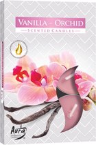 Aura - Geur Theelichtjes / Geurkaarsen / Waxinelichtjes / Scented Candles - Vanilla Orchid - Zoete, vanille bloemen geur - 1 doosje met 6 waxinelichtjes