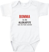 Rompertjes baby met tekst - Bomma is de allerliefste van de hele wereld - Romper wit - Maat 62/68