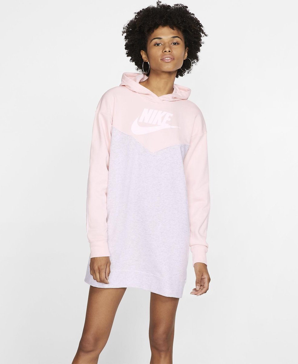 Nike Nsw Hrtg Hoodie Dress Sb Dames Sportjurk Birch Heather Echo Pink White White bol