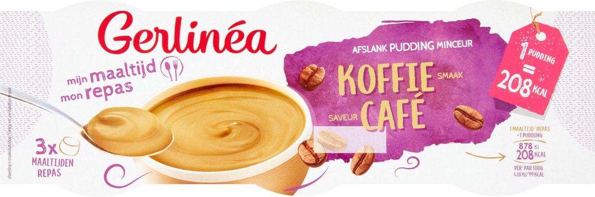Goedkoopste Gerlinea - Afslank Maaltijdpudding - Kant-en-klaar - Koffie - 3 x 210g