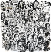 Sticker mix Zwart/Wit - 68 stuks - Sexy tatoeages met dames