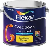 Flexa Creations - Muurverf Zijde Mat - Mengkleuren Collectie - Puur Limoen  - 2,5 liter
