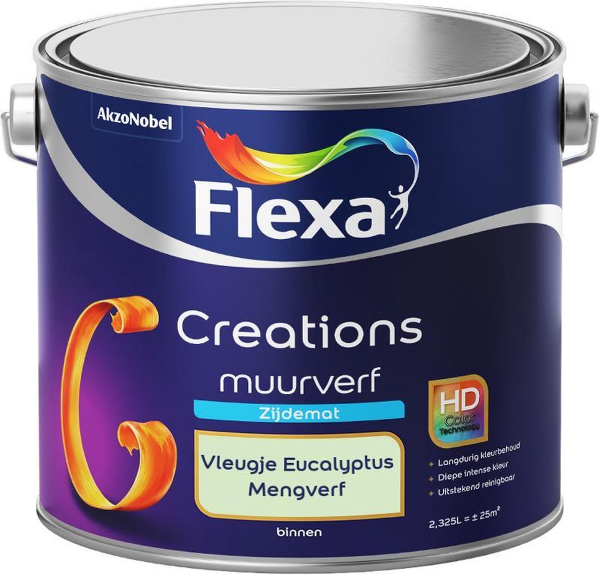 Flexa Creations - Muurverf Zijde Mat - Mengkleuren Collectie - Vleugje Eucalyptus - 2,5 liter