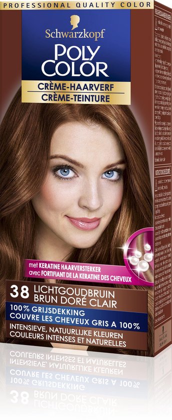 massa voorstel tetraëder Schwarzkopf Poly Color Crème Haarverf 38 Licht Goudbruin - 1 stuk -  intensieve,... | bol.com