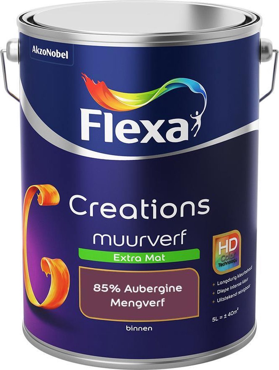 Flexa Creations Muurverf - Extra Mat - Mengkleuren Collectie - 85% Aubergine - 5 liter