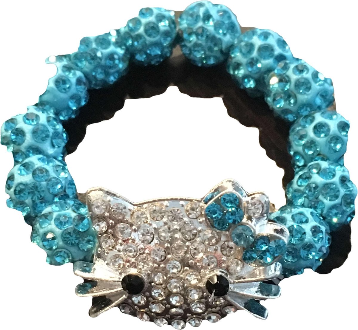 Petra's Sieradenwereld - Kinderarmband poes turquoise