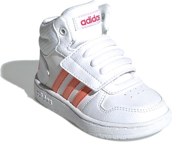 adidas Hoops Mid 2.0 Meisjes Sneakers - Ftwr White/Semi Coral/Real Pink S18  - Maat 20 | bol.com