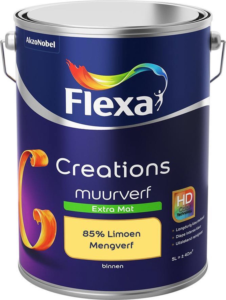 Flexa Creations Muurverf - Extra Mat - Mengkleuren Collectie - 85% Limoen - 5 liter