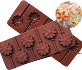 ProductGoods - Siliconen Chocoladevorm Bloemenvorm - Chocolade Mal Fondant Bonbonvorm + Gratis Stokjes - Ijsblokjesvorm