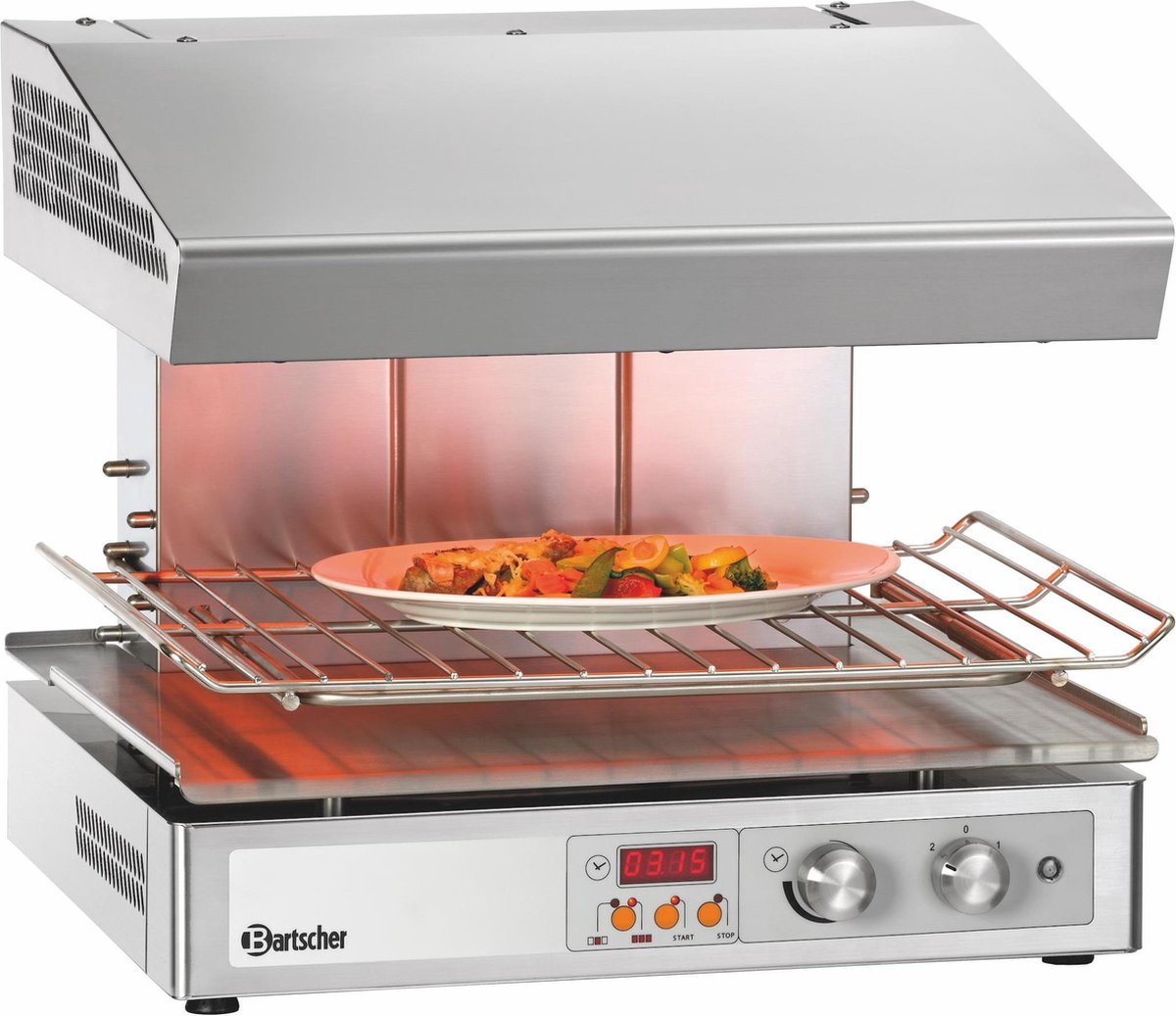 Bartscher Salamander Hi-Light 600-2Z - RVS - Infrarood Warmtestraler - 400V - 590x550x515mm